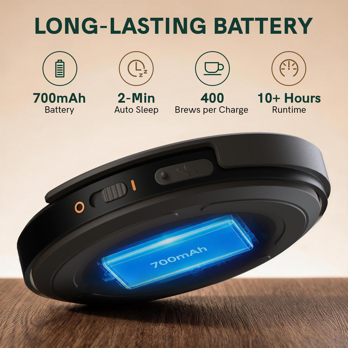OutIn Claro Portable Coffee Scale, Timer Function, Rechargeable