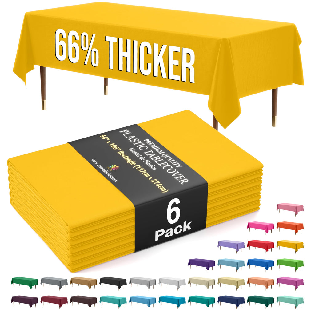 Exquisite Party Solids 66% Thicker Premium Plastic Table Cloth Rectangle Table Cover 0.5 Mil 12 Pack Red Table Cloth 54 Inch x 108 Inch Disposable Tablecloth Won't Tear Easily Like Cheap Thin Brands