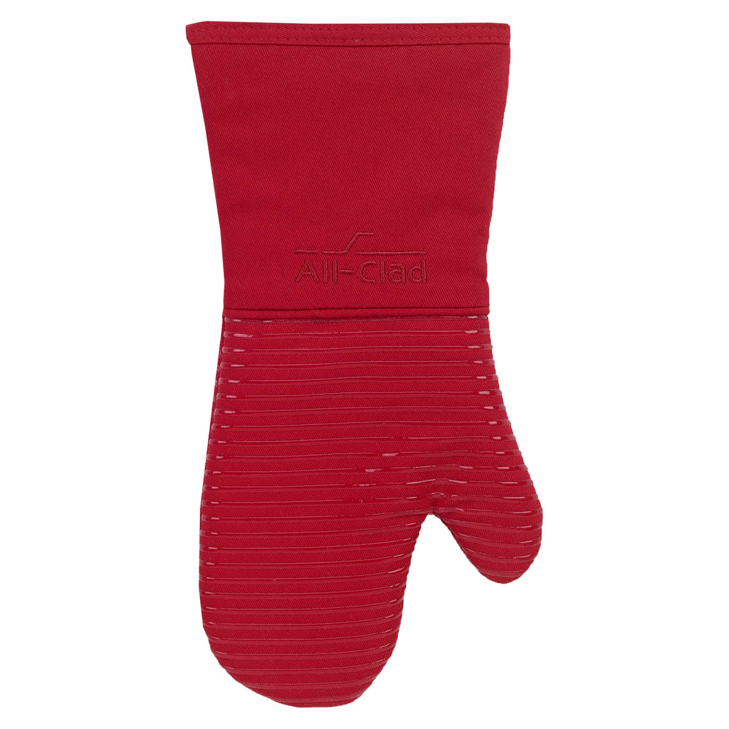All-Clad Silicone Oven Mitts: Heat Resistant to 500 Degrees - 100% Cotton & Silicone, 14"x7" Pot Holders for Kitchen and Barbeque, 2-Pack, Almond
