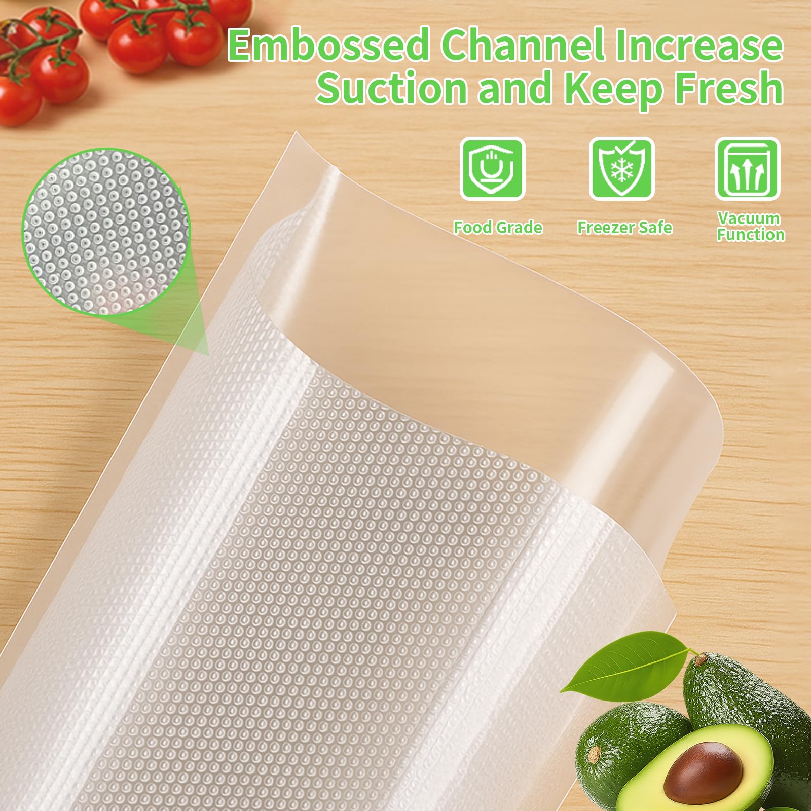MakMeFre 8Pack Vacuum Sealer Rolls 8"/11"x16.5' BPA Free Storage Bags