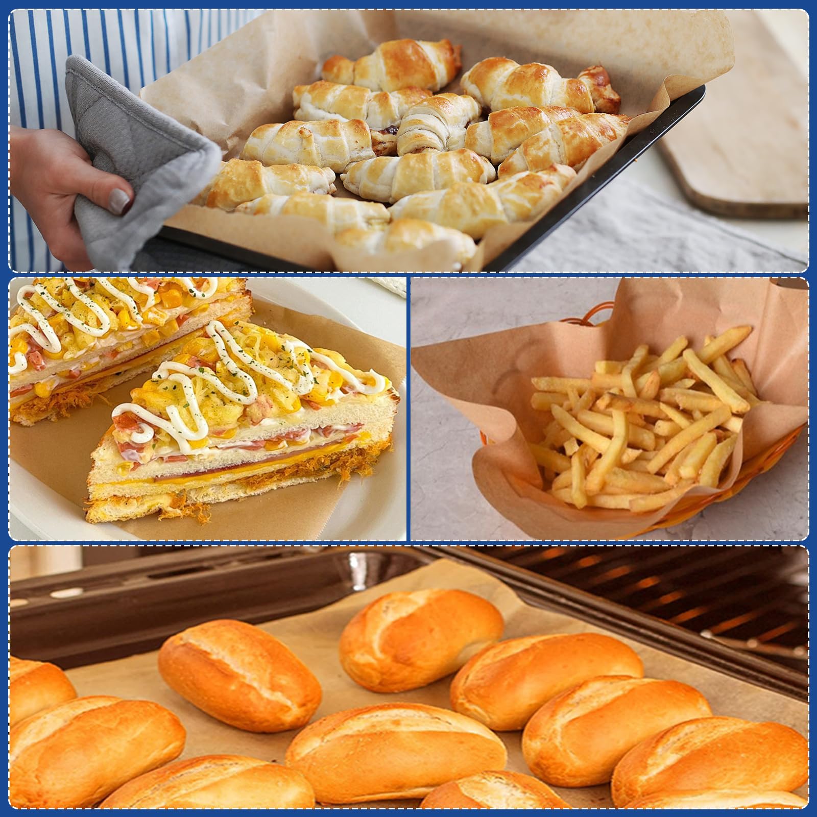 Vosda Parchment Paper Sheets for Baking 12-16 IN Precut Non-Stick Parchment Paper Unbleached Baking Sheet Paper for Air Fryer,Baking,Grilling,Steaming,Oven Suitable For Bread Cake Cookies 200p