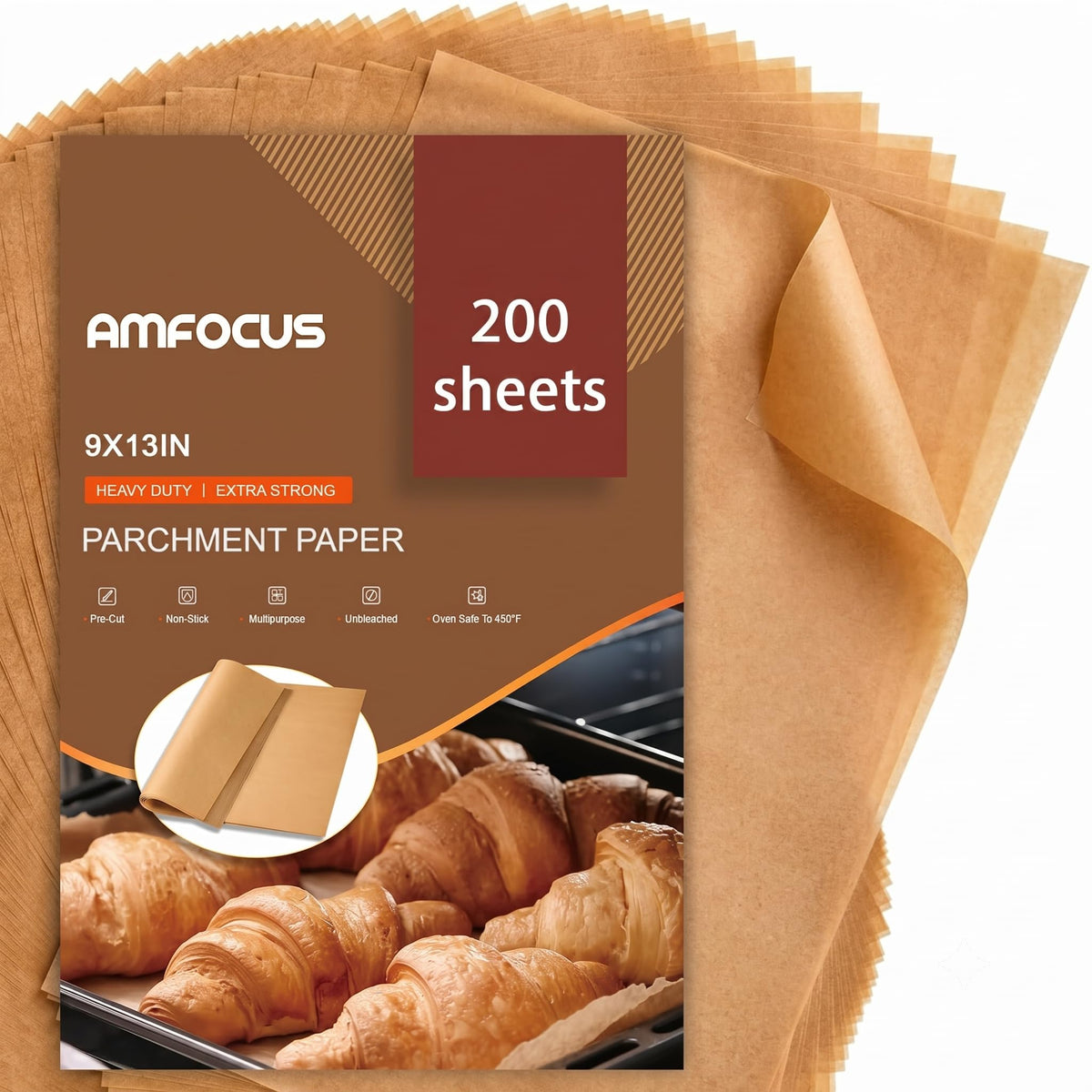 200 Pcs Parchment Paper Sheets, Unbleached Baking Parchment Sheets for Baking, 12x16 Inch Non-Stick Pre-cut Baking Paper Liners for Oven, Airfryer, Steam - Fit for Half Sheet Pans