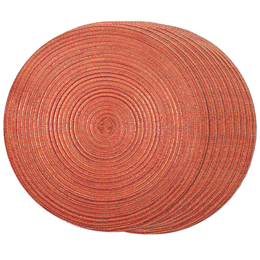 FunWheat Round Braided Placemats Set of 4 Place mats for Dining Tables Woven Heat Resistant Table Mats 15 inch (Wine,4pcs)