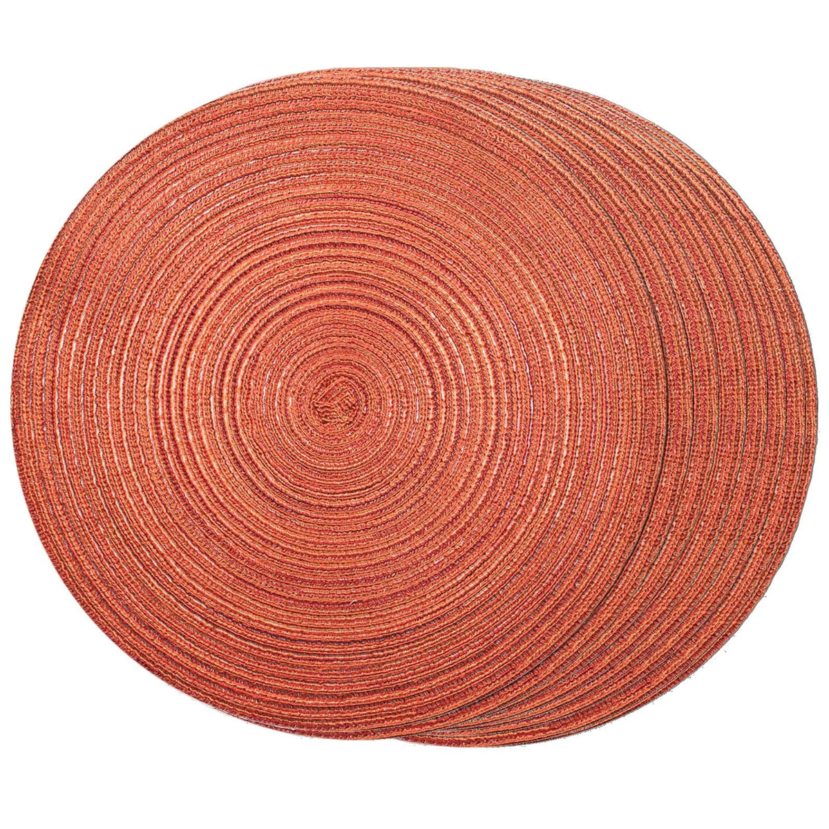 FunWheat Round Braided Placemats Set of 4 Place mats for Dining Tables Woven Heat Resistant Table Mats 15 inch (Wine,4pcs)