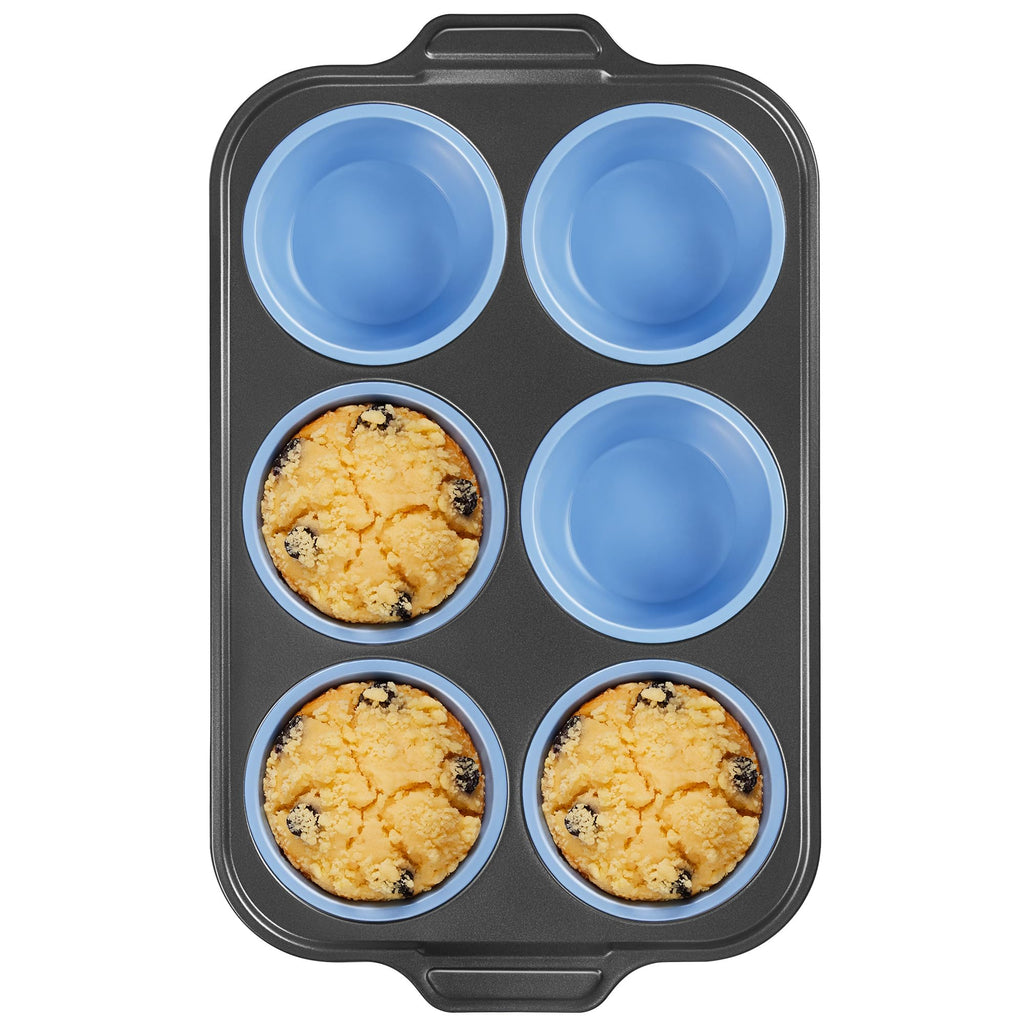 BRONYPRO Silicone Muffin Pans for Baking with Metal Frame, Egg Bite Molds, Cupcake Pans 12 Regular Size, Muffin Tins Easy to Pop Nonstick Non Toxic Bakeware for Oven,Rose Pink