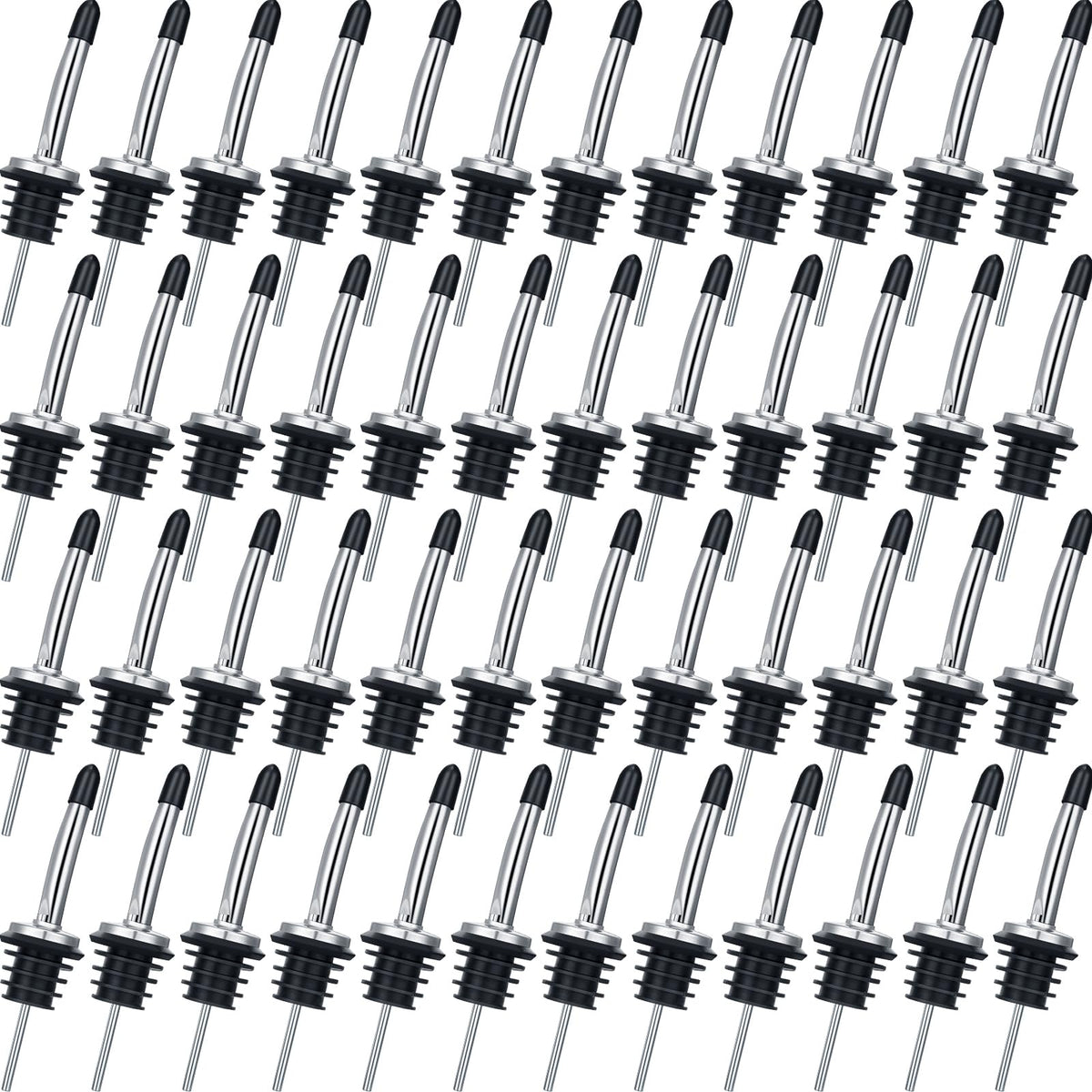 Chengu 72 Pcs Metal Pour Spout for Liquor Bottles, Silver