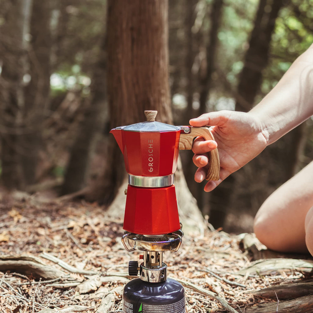 GROSCHE Milano Stovetop Espresso Maker Moka Pot 9 espresso Cup 15.2 oz Red