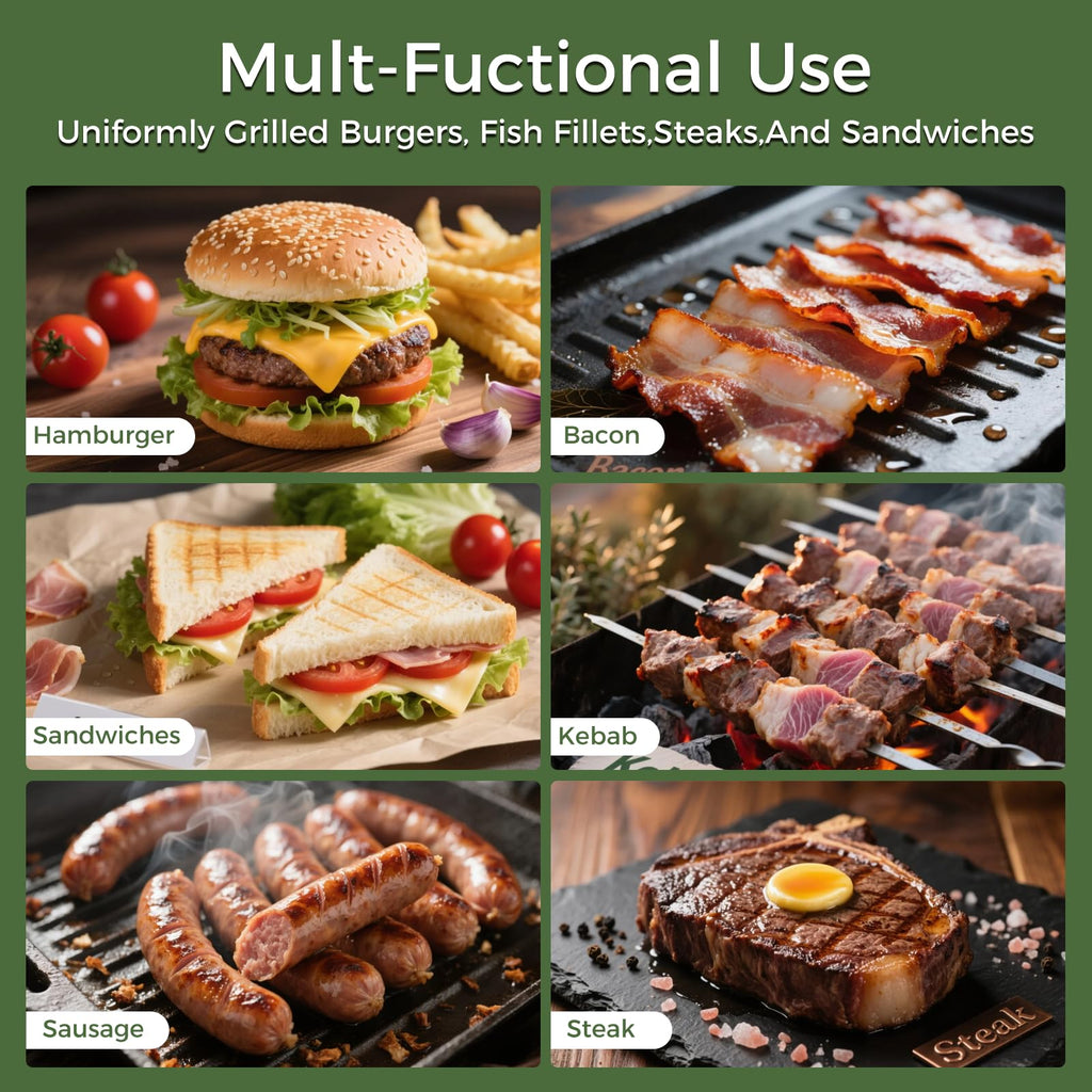 XUDAKAIXIN Cast Iron Smash Burger Press,Grill Bacon Meat Press Tool,Perfect for Blackstone, Camp Chef, Weber Grills & Indoor Griddles – BBQ & Cookout Must-Have (Rectangle -Grooved)