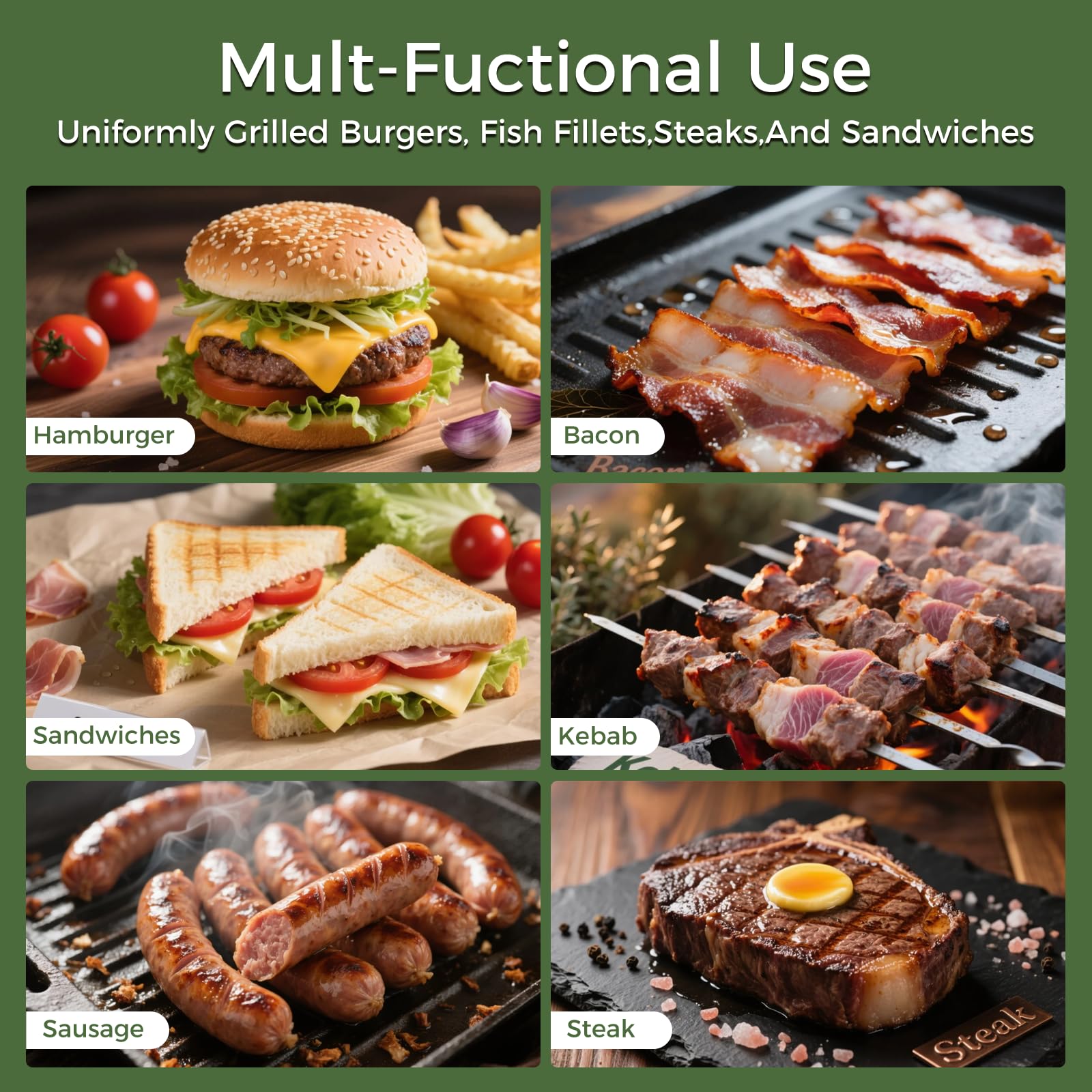 XUDAKAIXIN Cast Iron Smash Burger Press,Grill Bacon Meat Press Tool,Perfect for Blackstone, Camp Chef, Weber Grills & Indoor Griddles – BBQ & Cookout Must-Have (Rectangle -Grooved)