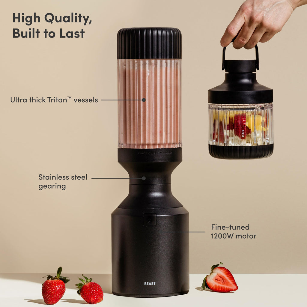Beast Mega 1200 Plus Countertop Blender, XL Vessel, Carbon Black, 1200W