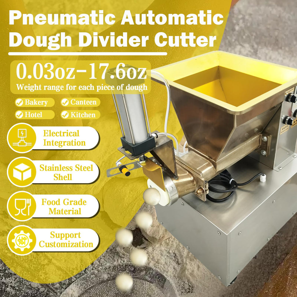 TECHTONGDA Commercial Dough Divider Electric Quantitative Dough Cutter 1-500g Pneumatic Dough Machine Pastry Dough Lump Spacer