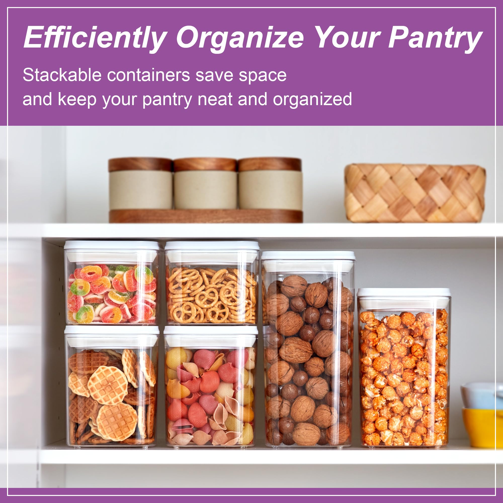 Amazing Abby - Carol - 96-Ounce Acrylic Canister (Set of 3), Plastic Airtight Food Container, Stackable for Pantry Storage, BPA-Free and Shatter-Proof, Perfect for Home and Commercial Use