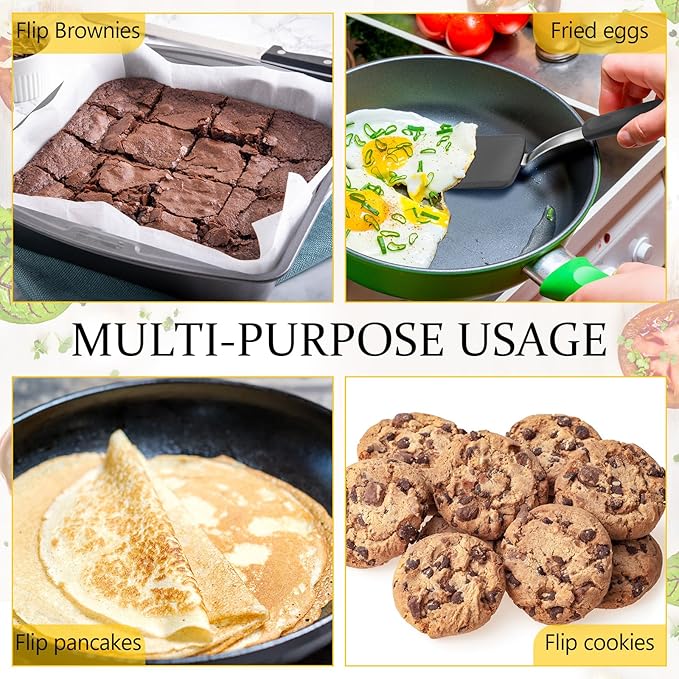 Silicone Cookie Spatula Turner 2 Pack Mini Brownie Spatula Flexible Kitchen Small Silicone Turner for Nonstick Cookware Heat Resistant No Scratch Flipper for Egg Pancake(Grey)
