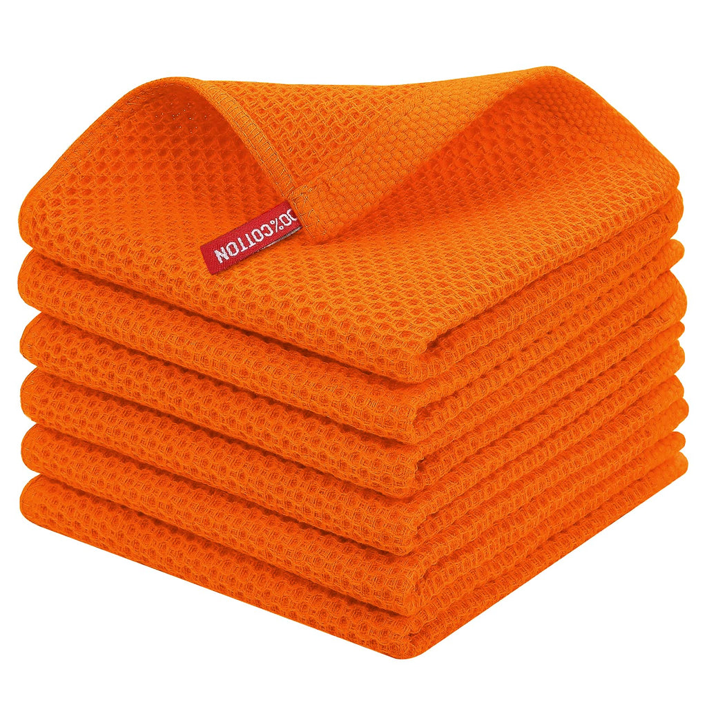 Homaxy 100% Cotton Waffle Weave Kitchen Dish Cloths 6-Pack, Dark Grey