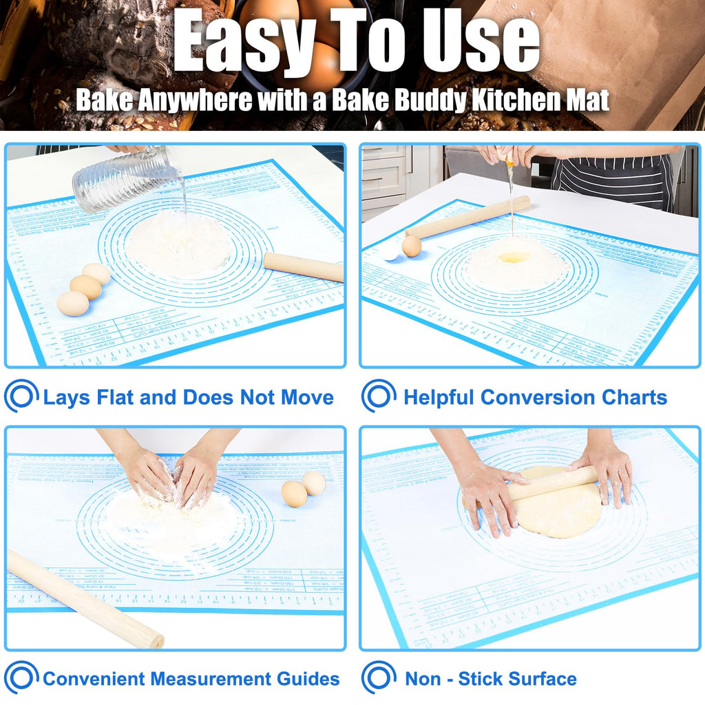Silicone Pastry Mat 36x24 Inch Extra Large Baking Mat with Measurements, Nonstick Kitchen Counter Mats for Dough, Pastry, Dough Rolling, Kneading Board, Pie Crust, Fondant, Bread, Pasta, Pizza