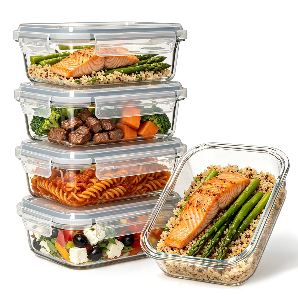 TUSEASY 3-Pack 35 oz Borosilicate Glass Food Storage Containers with Lids, Stackable Airtight Glass Meal Prep Containers for Lunch & Leftover, BPA-Free & Leak Proof, for Microwave, Oven, Dishwasher