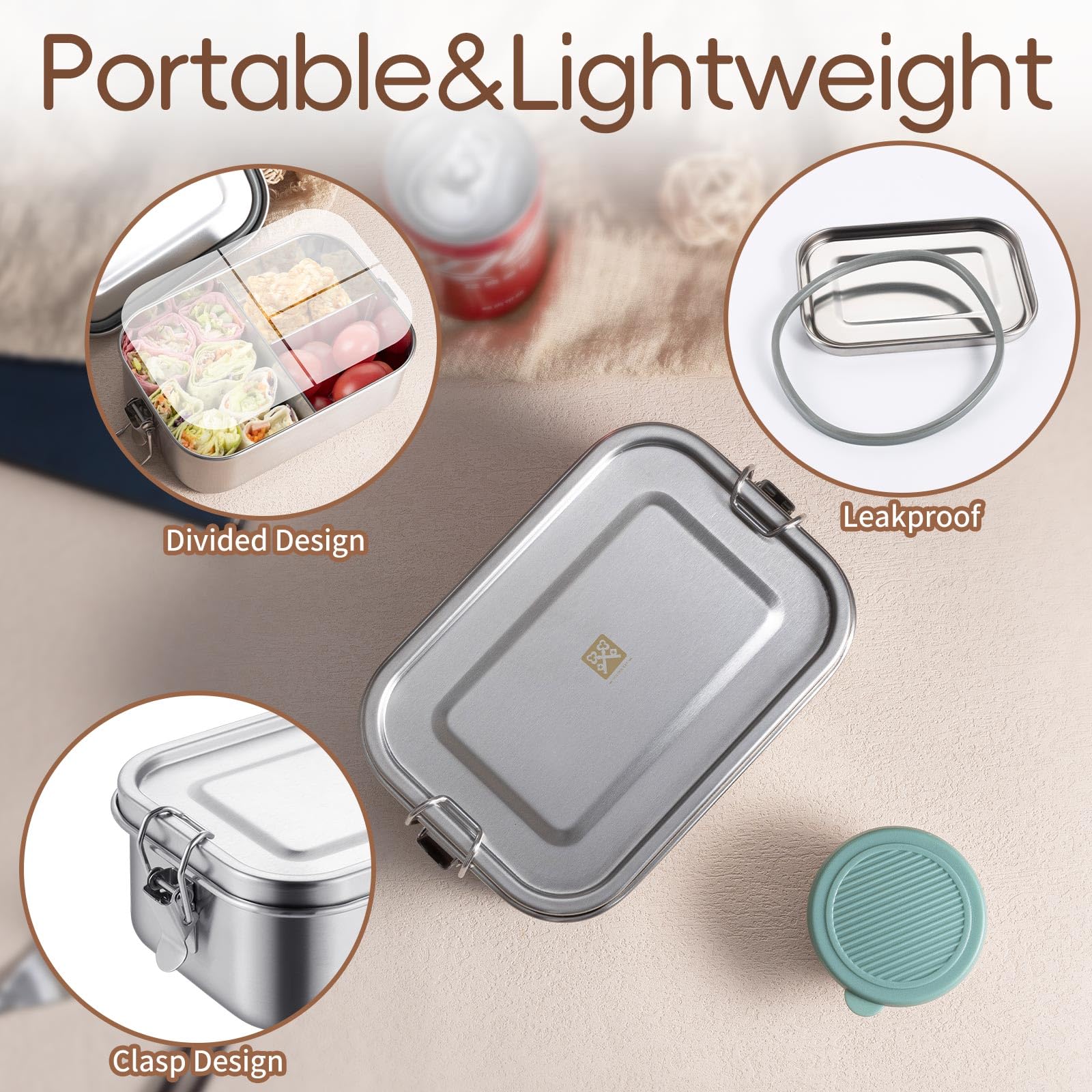 GOLDEN KEY 27oz Stainless Steel Bento Box for Kids,800ml Stainless Steel Lunch Box with Leakproof Condiment Container,3 Compartment Snack Containers,Freezer & Dishwasher Safe (Green)