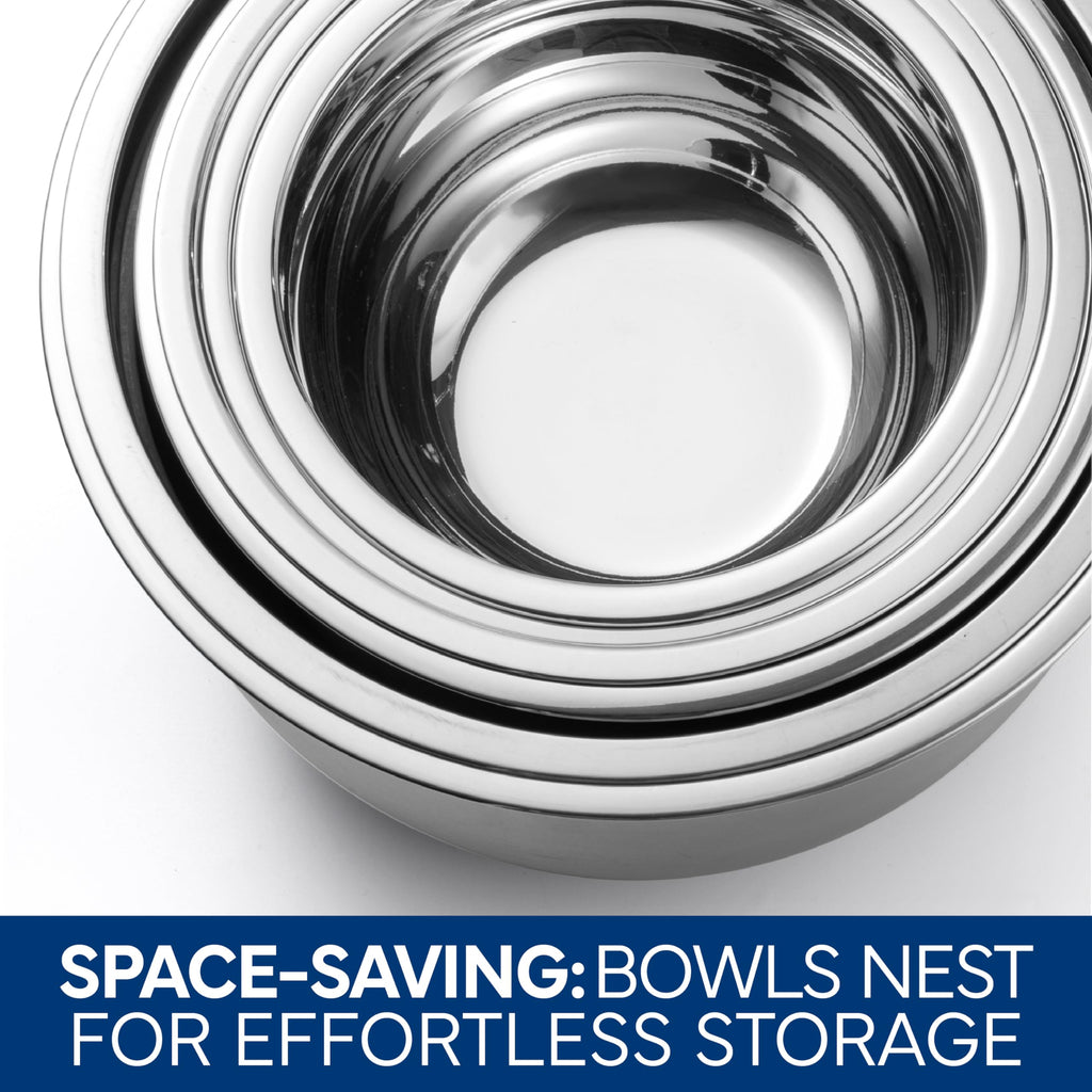 COOK WITH COLOR Stainless Steel Mixing Bowls Set with Lids - Nesting Bowls with Non-Slip Bottom, Blue, 12 Pieces