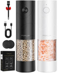 FORLIM Electric Salt & Pepper Grinder Set, Rechargeable 2 Pack, Black White