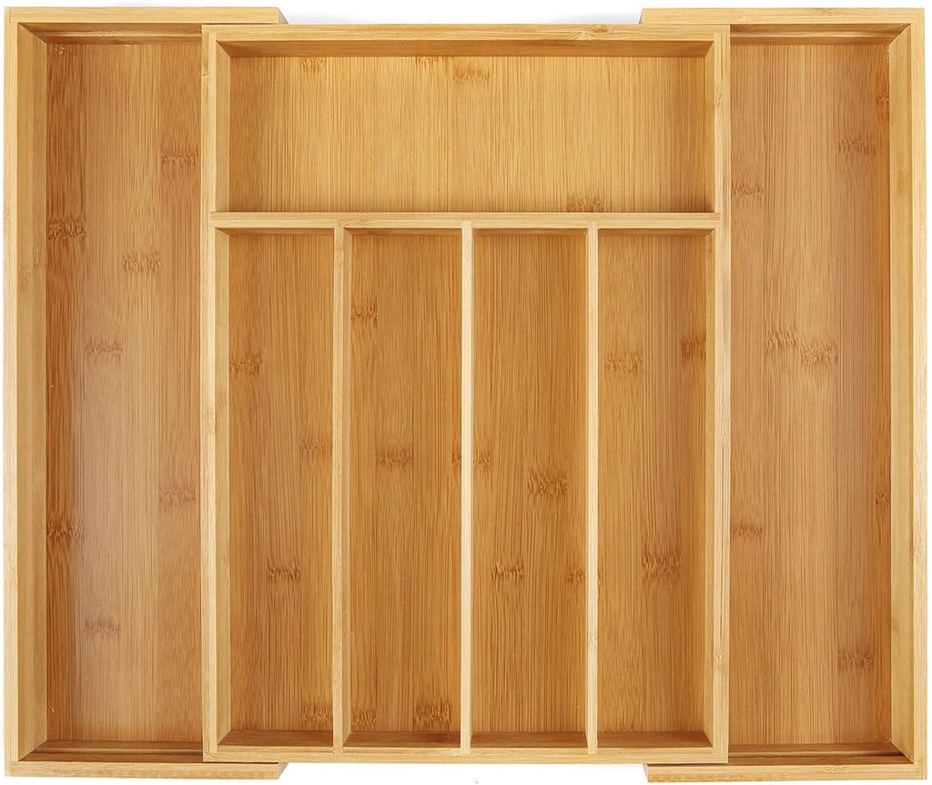Utoplike Bamboo Expandable Kitchen Drawer Organizer Silverware Utensil Tray