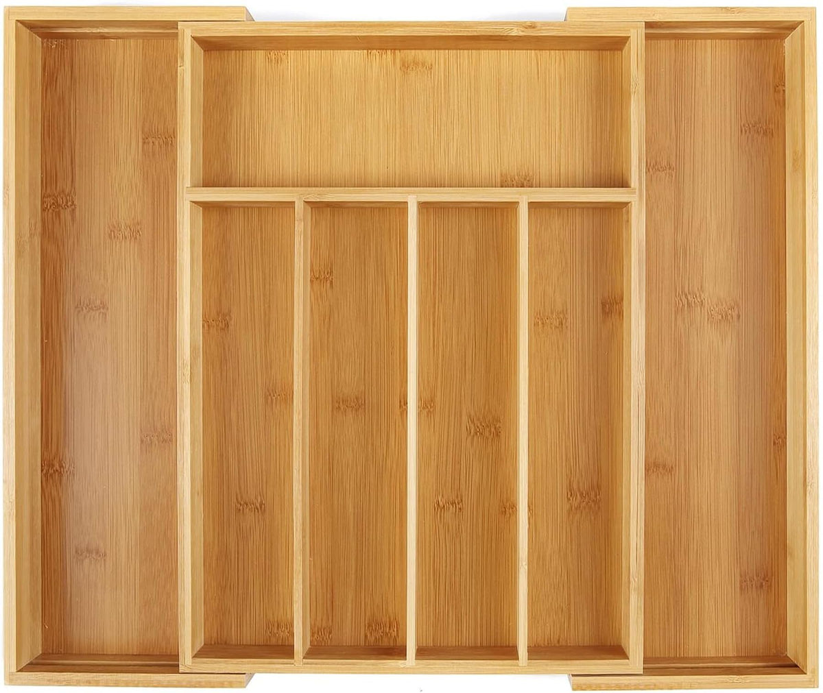 Utoplike Bamboo Expandable Kitchen Drawer Organizer Silverware Utensil Tray