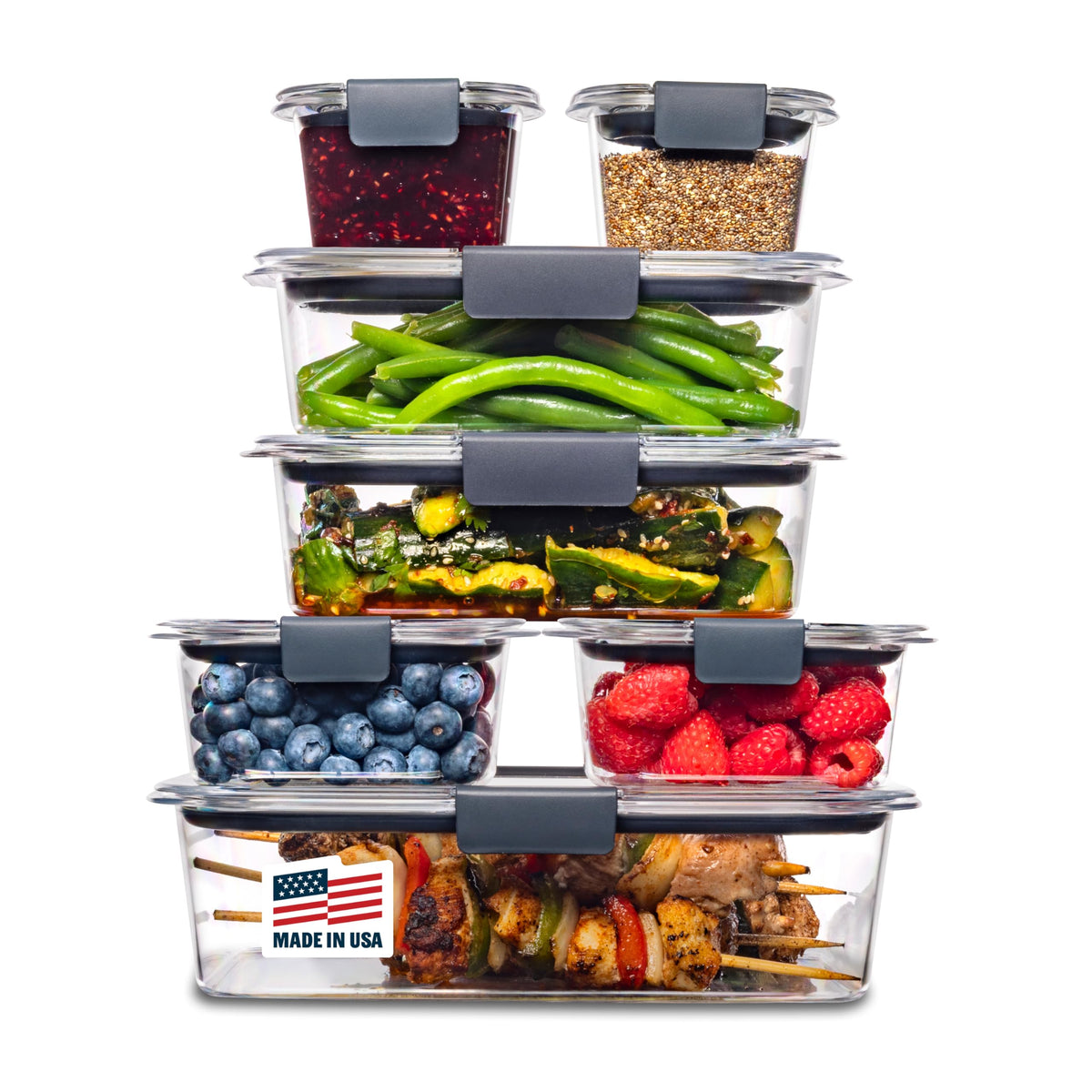 Rubbermaid Brilliance® Round and Rectangular Leak Proof Food Storage Containers, 12 Piece Set