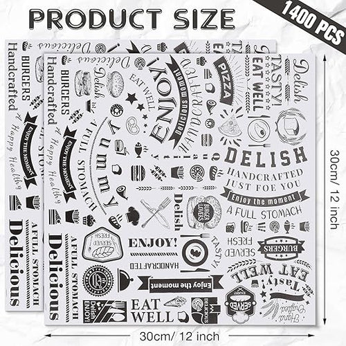 1400 Pcs 12 x 12 Inch Deli Wax Paper Sheets Grease Resistant Tray Basket Liners Newsprint Paper Water and Grease Proof Sandwich Wrapping Square Hot Dog Wrappers for Food Baking (White)