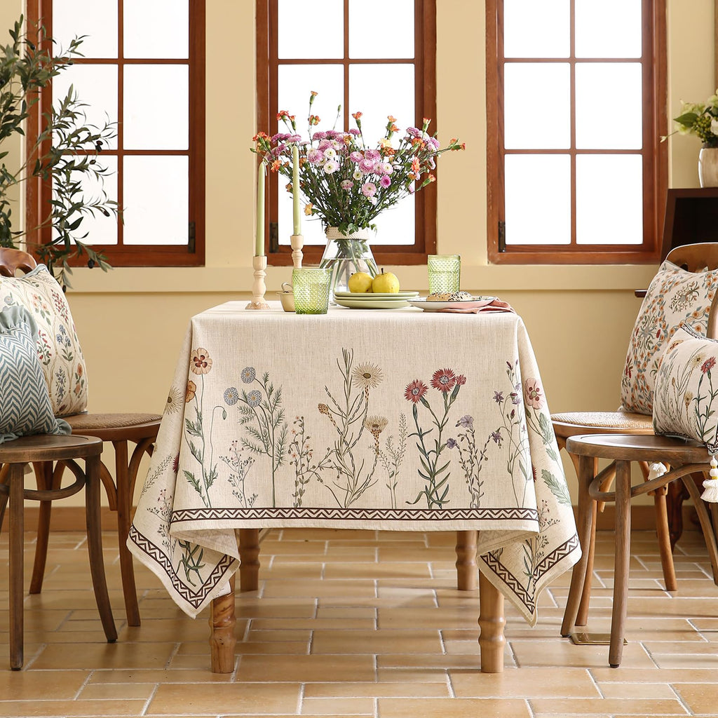 ISAENNE Designer Linen Rectangular Tablecloth,102"x63"-Serenity G