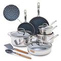 Blue Diamond Hybrid 12 Piece Stainless Steel Nonstick Cookware Set
