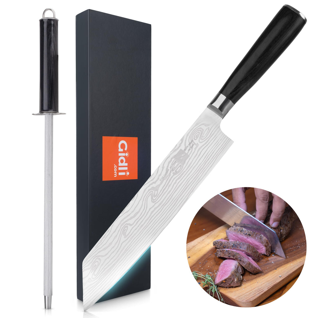 Gidli 8 Inch Chef Knife Set with Diamond Sharpener - Sharp Kitchen Knife