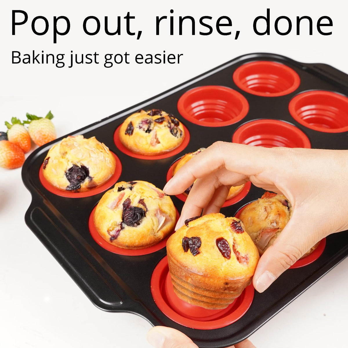 Lyveit Silicone Muffin Pan for Baking with Metal Frame