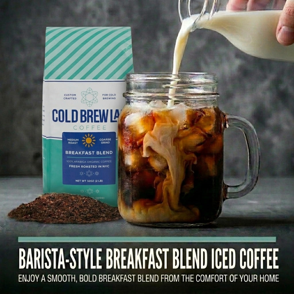 Cold Brew Organic Breakfast Blend Coffee, Coarse Ground, Medium Roast, 2 LB, for Cold Brewing & French Press