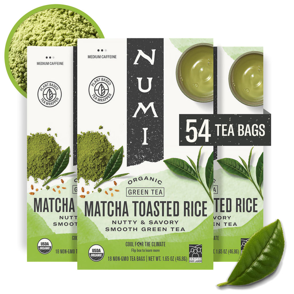 Numi Organic Jasmine Green Tea, 54 Green Tea Bags with Real Jasmine Flowers
