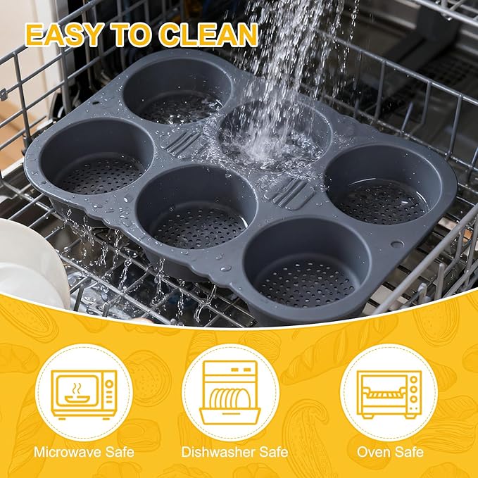 Laexepelle Silicone Bread Loaf Pan with Oil Brush, Nonstick Sourdough Loaf Pan, Silicone Molds for Baking English Muffins, Hamburger, Whoopie Pies, Egg bites, Corn Bread, Tarts