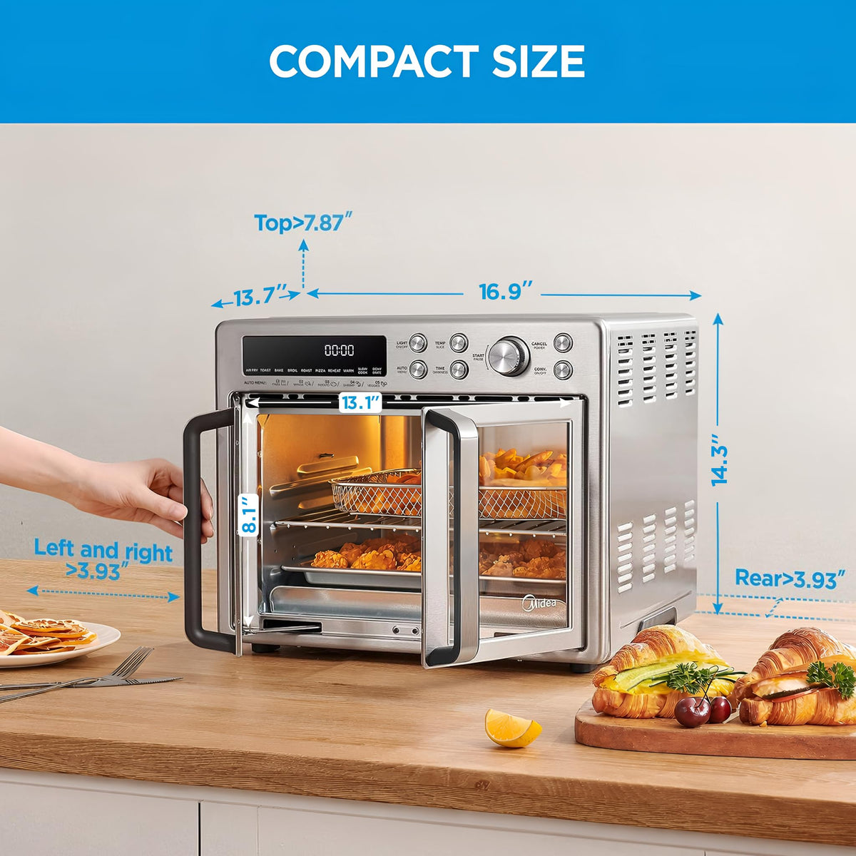 Midea Flexify Classic French Door Toaster Oven Air Fryer Combo, 26.4 QT
