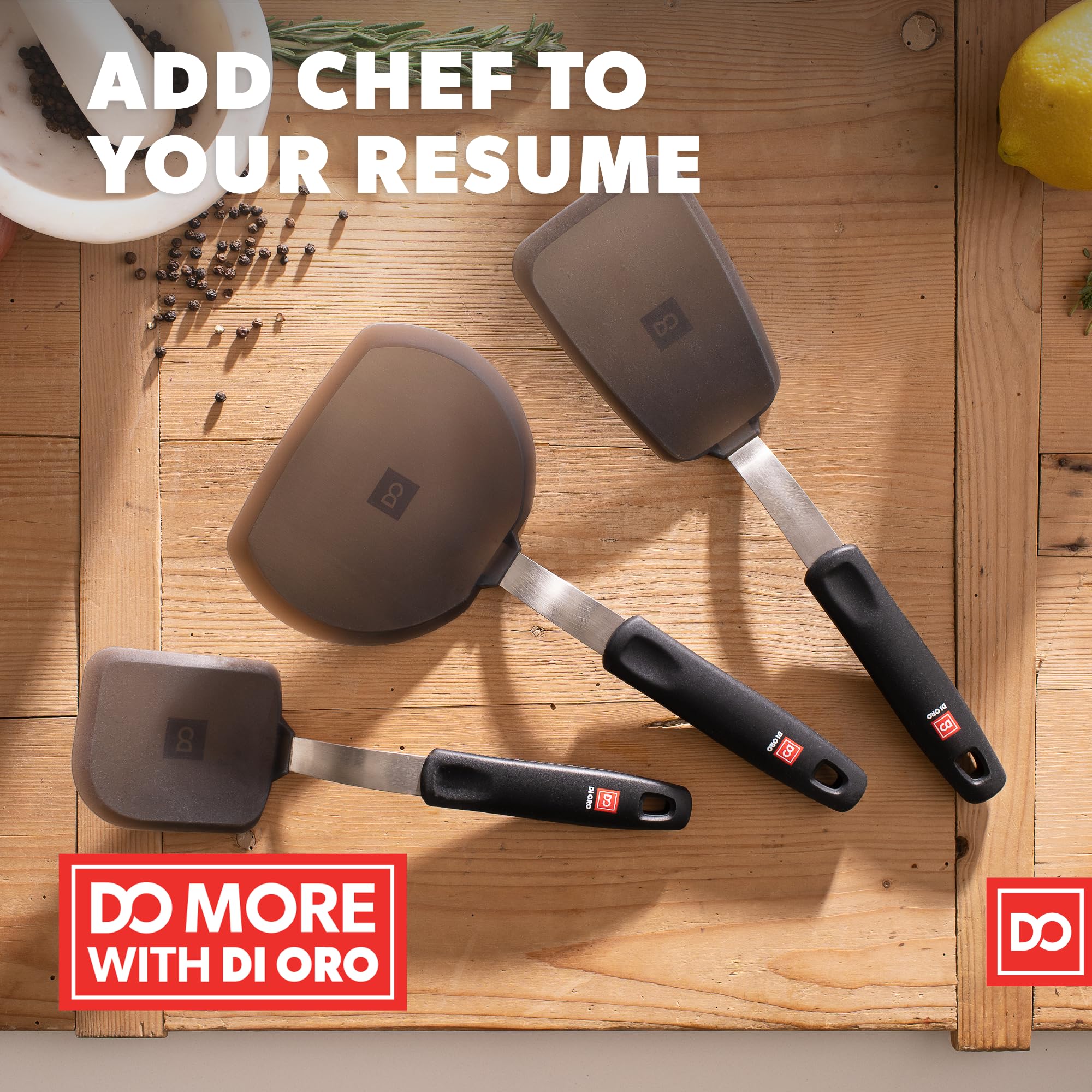 DI ORO Silicone Pancake Turner - Flexible & Thin, 600F Heat Resistant