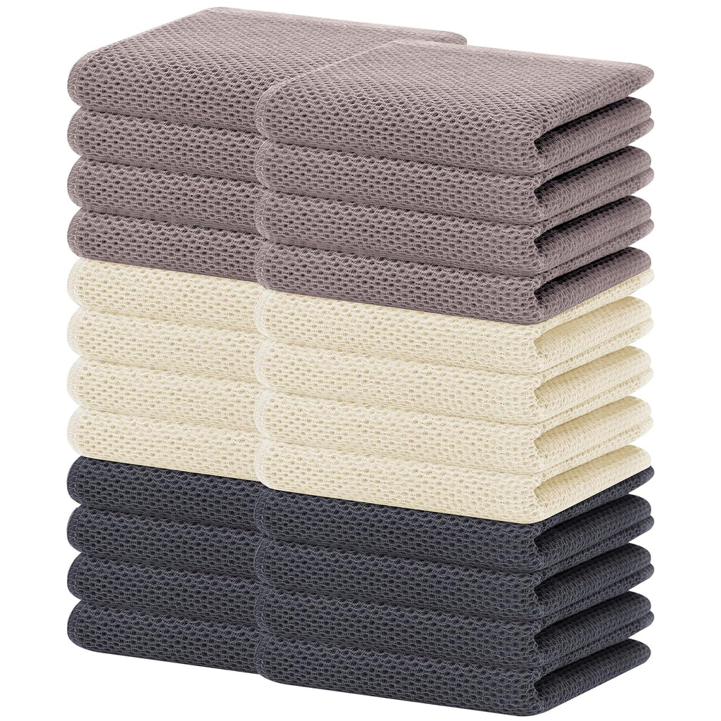 Homaxy 100% Cotton Waffle Weave Kitchen Dish Cloths, Ultra Soft Absorbent Quick Drying Dish Towels, 12 x 12 Inches — 13 X 28 - 24 Pack