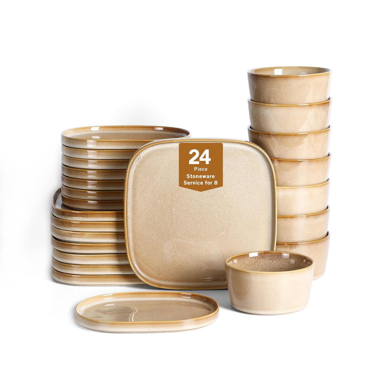 Stone Lain Cairo 12-Piece Dinnerware Stoneware, Plates and Bowls, Microwave and Dishwasher Safe, Includes Dinner and Salad Plates, Cereal Bowls, Dish Set for 4, Grey