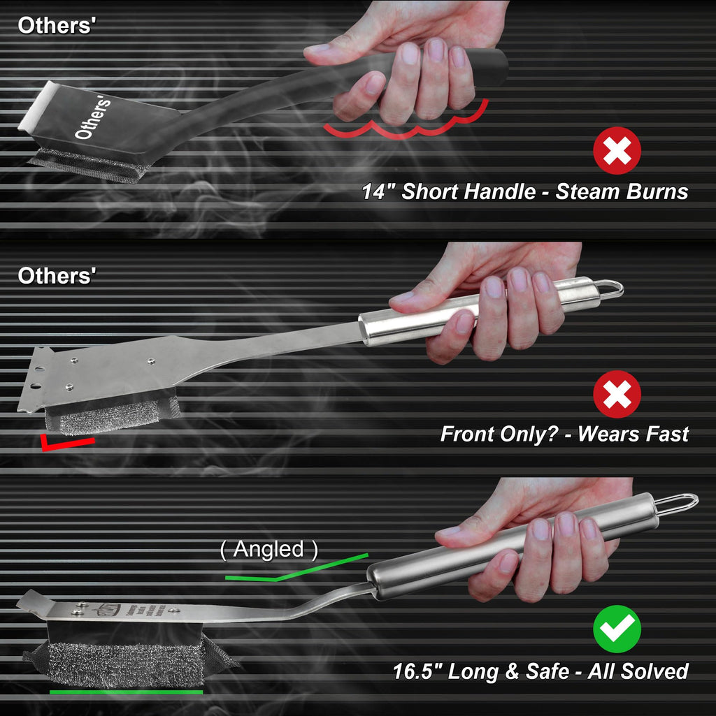 GRILLART Grill Brush Bristle Free, Safe Grill Brush for Outdoor Grill, SteamWizards BBQ Grill Cleaning Brush Kit, Replaceable Head Grill Scraper Tool, Grill Cleaner BBQ Accessories, Gifts for Men/Dad