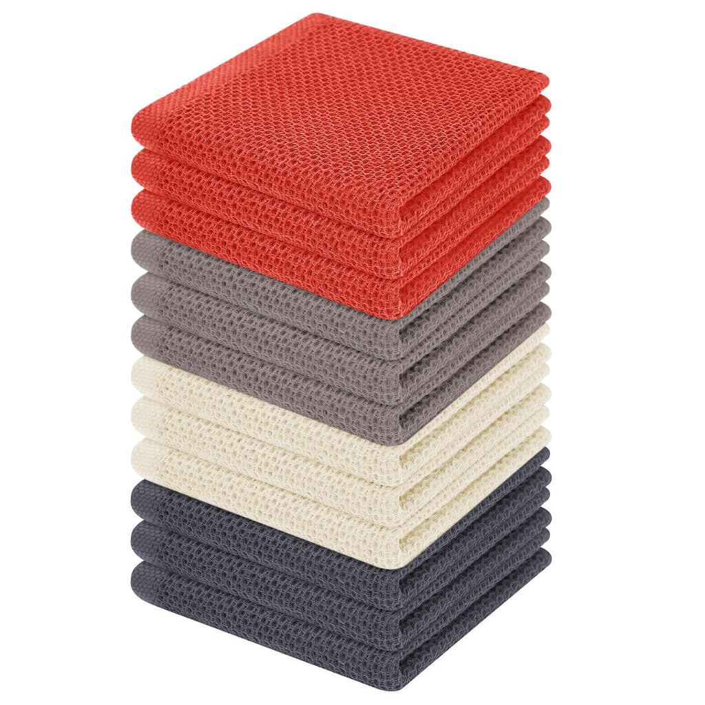 Homaxy 100% Cotton Waffle Weave Kitchen Dish Cloths 12-Pack, Coffee