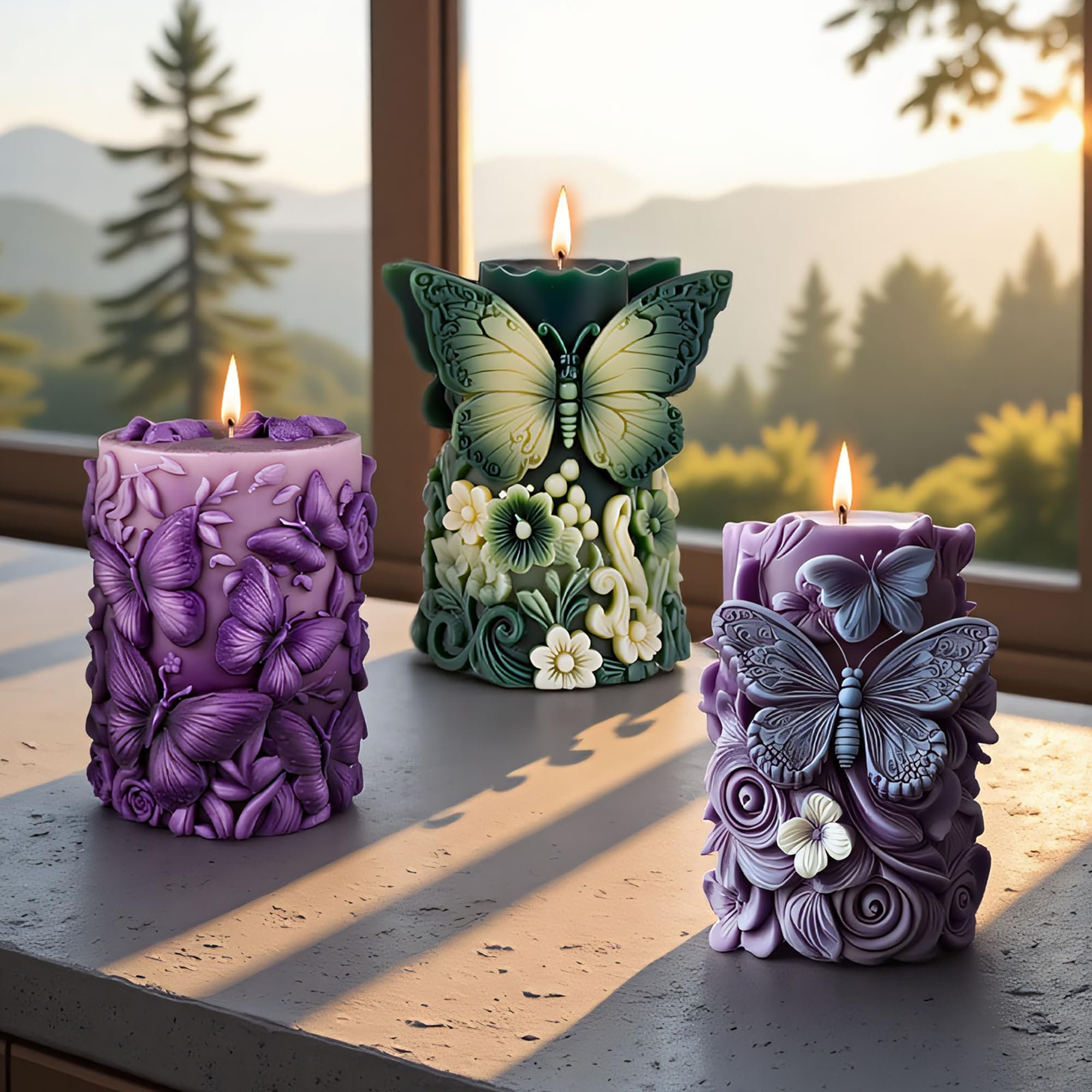 Butterfly Flower Cylinder Molds Silicone Wave Spiral Candle Mold - Silicone Resin Casting Molds for Candle & Resin & Soap Craft Supplies