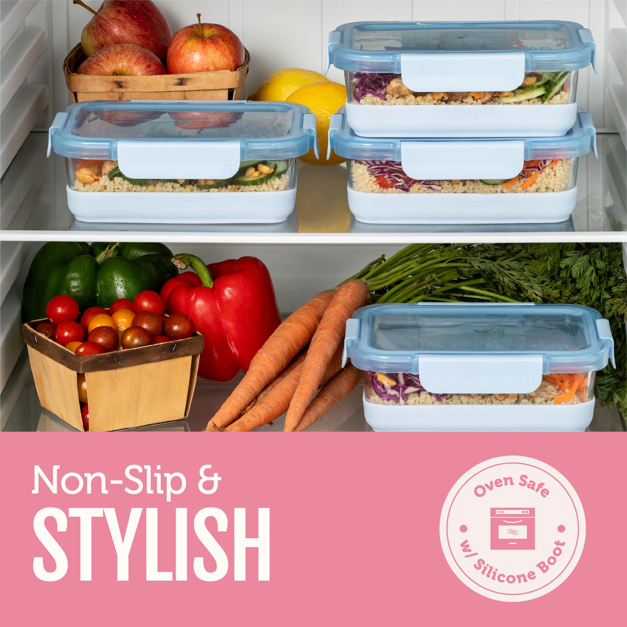 Ello Duraglass Refresh 3.4 Cup Meal Prep Containers, 10 Pc, Dusk Delight