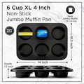 Wrenbury Jumbo Muffin Pan 4" Cup - Nonstick XL Deep Muffin Pan for Baking