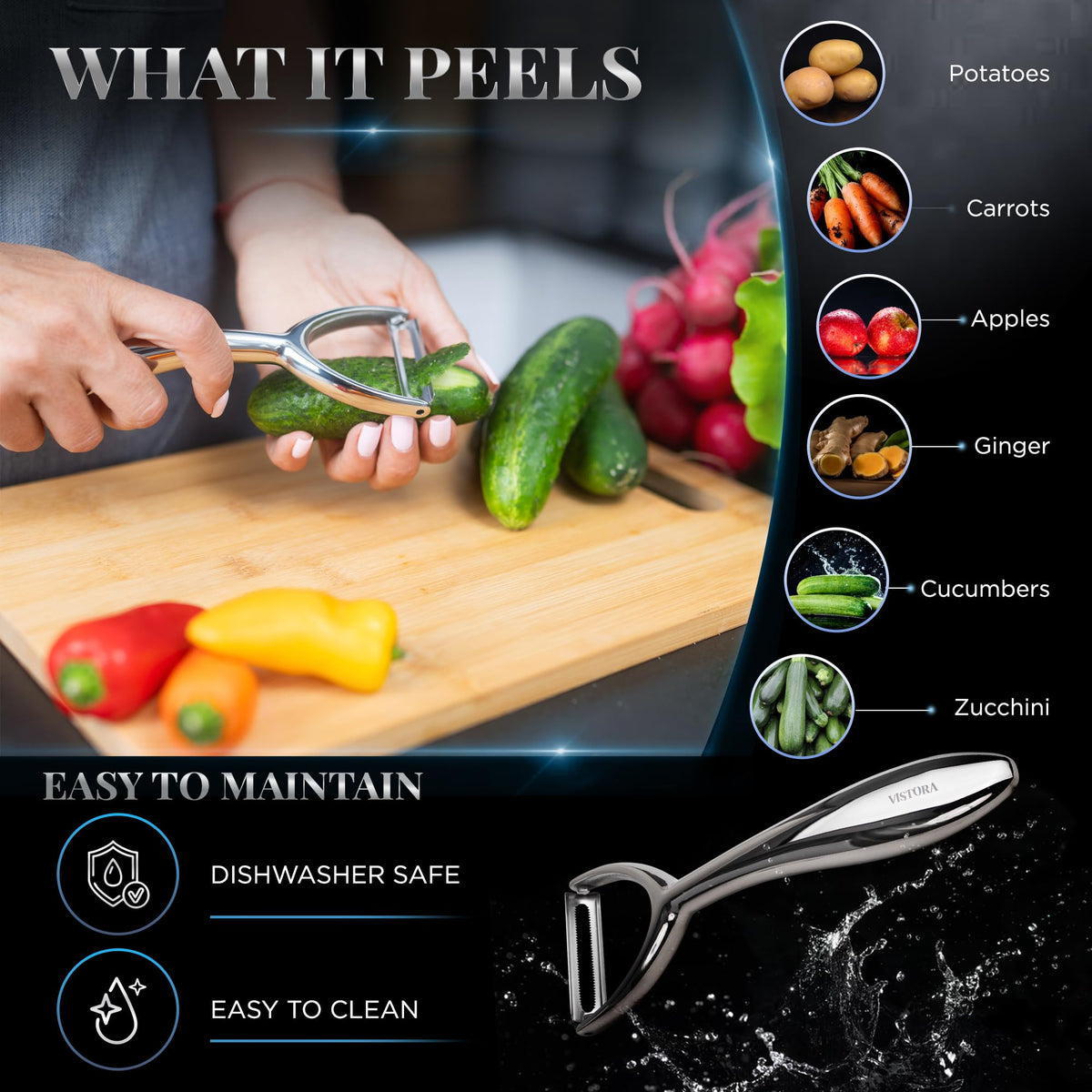 VISTORA Y Peeler Stainless Steel Potato Carrot Vegetable Peeler Kitchen