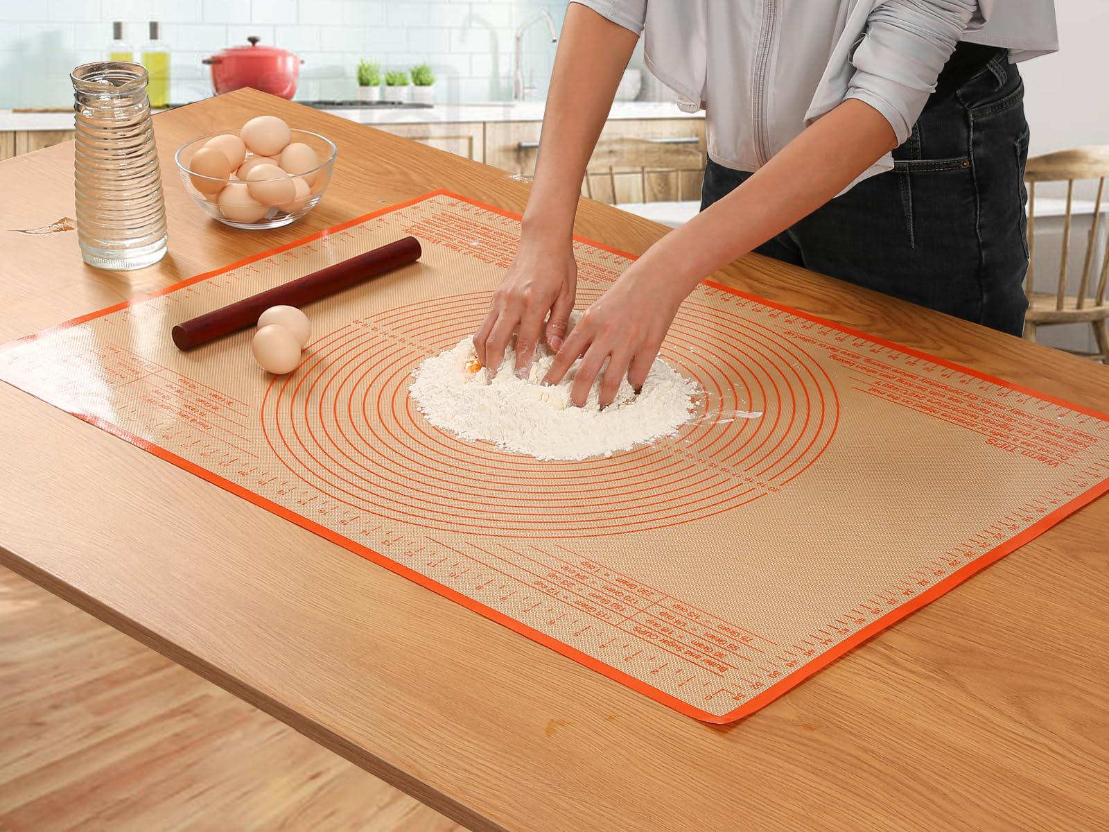 Silicone Pastry Mat 34x26 Inch Nonstick Baking Mat -Perfect for Doug, Pastry, Bread, Dough Rolling, Kneading Board, Pie Crust, Fondant, Pasta/Pizza, Kitchen Counter Mat