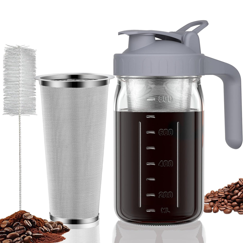 JunVpic Cold Brew Coffee Maker, 64 oz Glass Mason Jar Pitcher