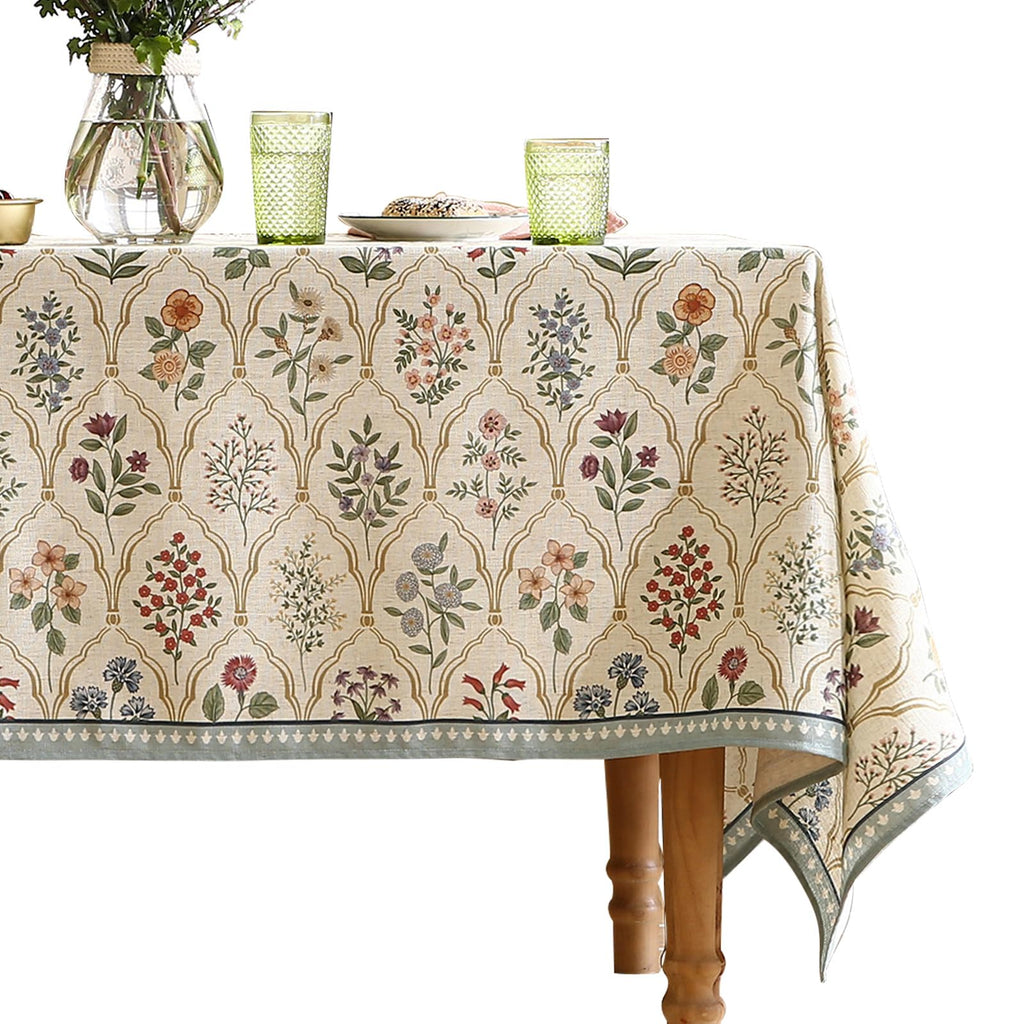 ISAENNE Designer Vintage Linen Rectangular Tablecloth,79"x55"-Carol G