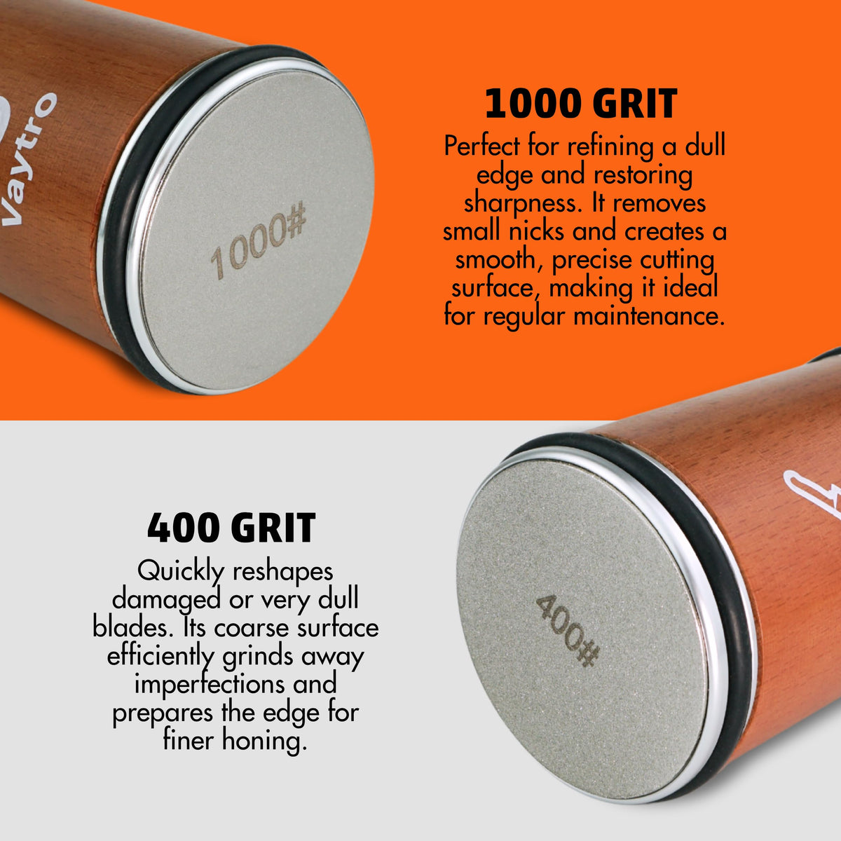 Rolling Knife Sharpener Kit – Manual Kitchen Knife Sharpening Stone System with #400 & #1000 Grit, Diamond Sharpening Tool, 15°/20° Guides & Leather Strop