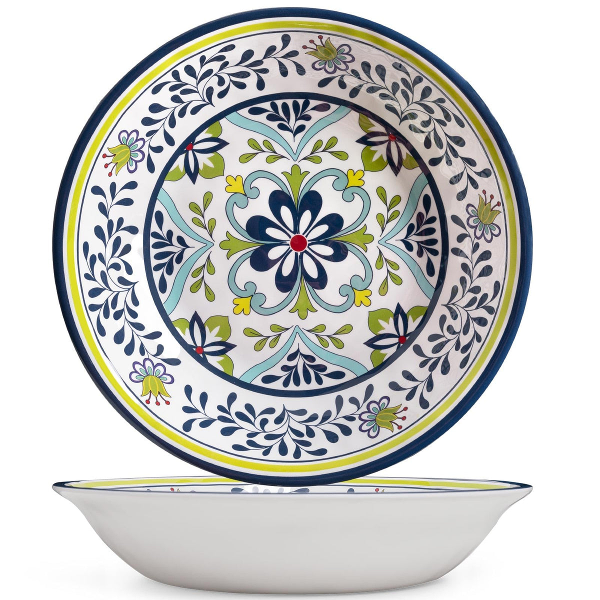 ZAROCRUS 13.75" x2.75'' Extra Large Melamine Serving Bowls, Set of 2, Christmas Bowls Set for Salad, Pasta, Fruit, Unbreakable Farmhouse Deep Bowl. Durable and Dishwasher Safe, True Red