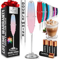 Zulay Kitchen Powerful Milk Frother Wand With Duracell Batteries - Ultra Fast Handheld Drink Mixer - Electric Whisk Foam Maker for Coffee, Lattes, Cappuccino & Matcha - Double Whisk - Lavender